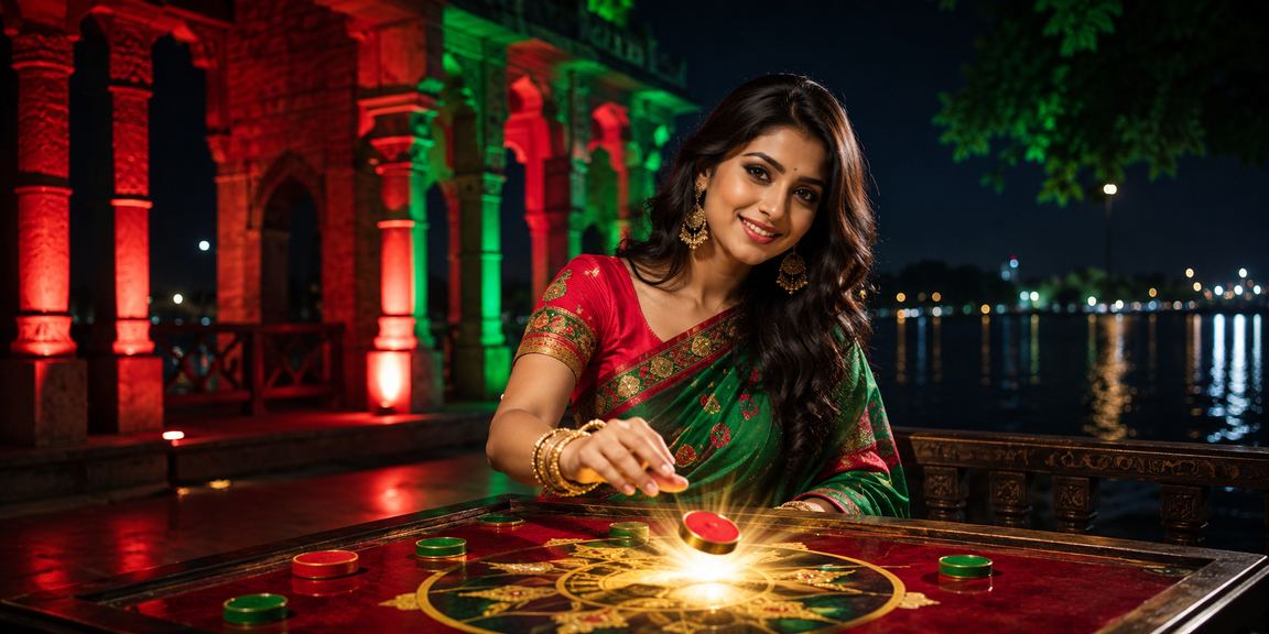 চট্টগ্রামে আনদার বাহার গেমের লাল-সবুজ কার্ড বিন্যাস দেখাচ্ছেন একজন খেলোয়াড়